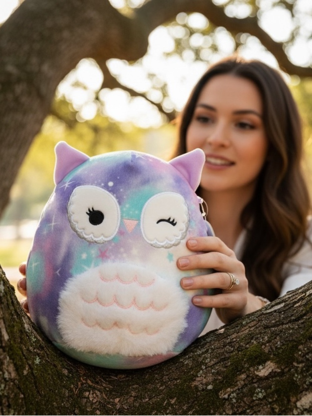 Plush Owl Stuffed Animal - Pastel Galaxy Colors Squishmallows Solina the Owl